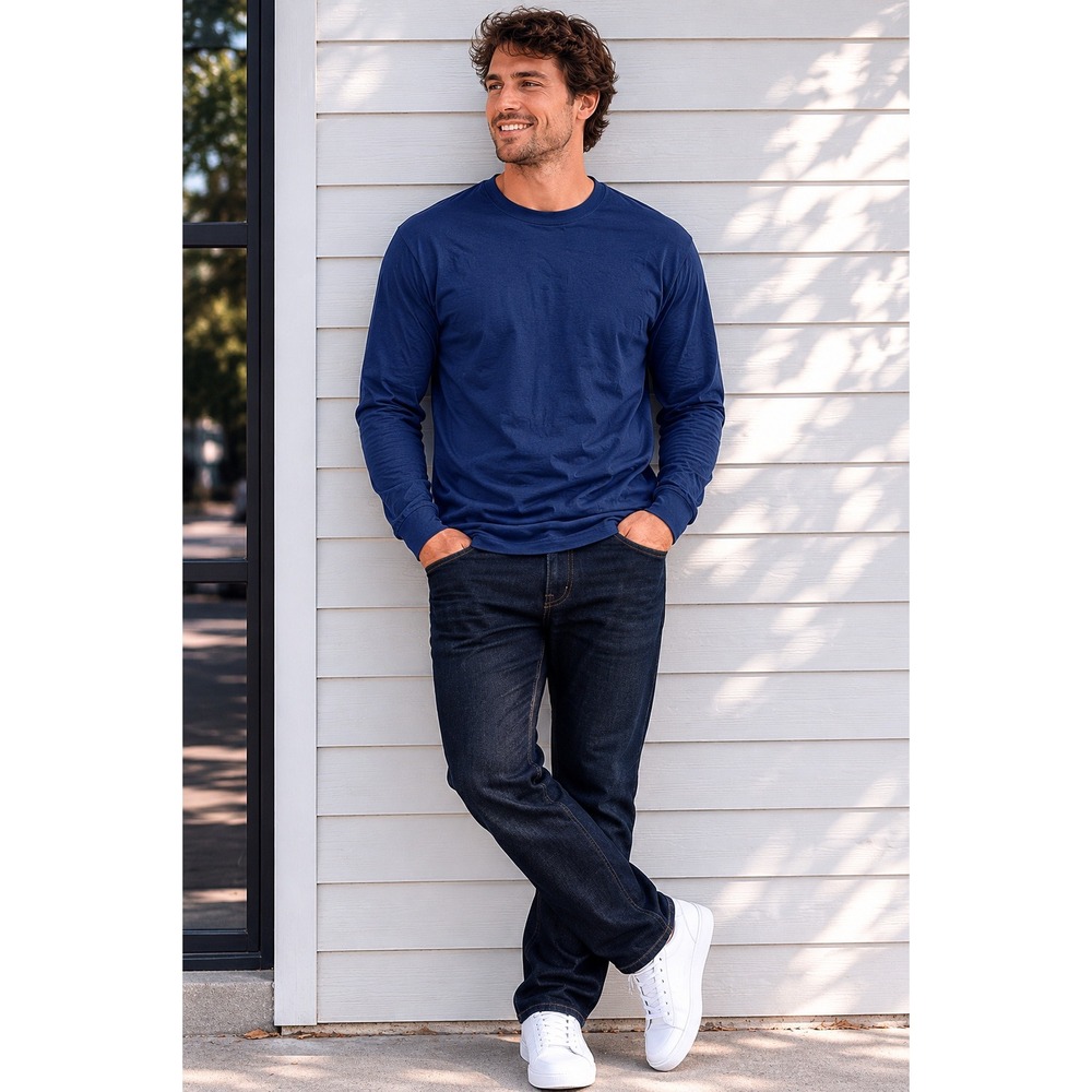 Mode of‎ One Mens Relaxed Fit Long Sleeve T-Shirt Caspian Waters Blue M